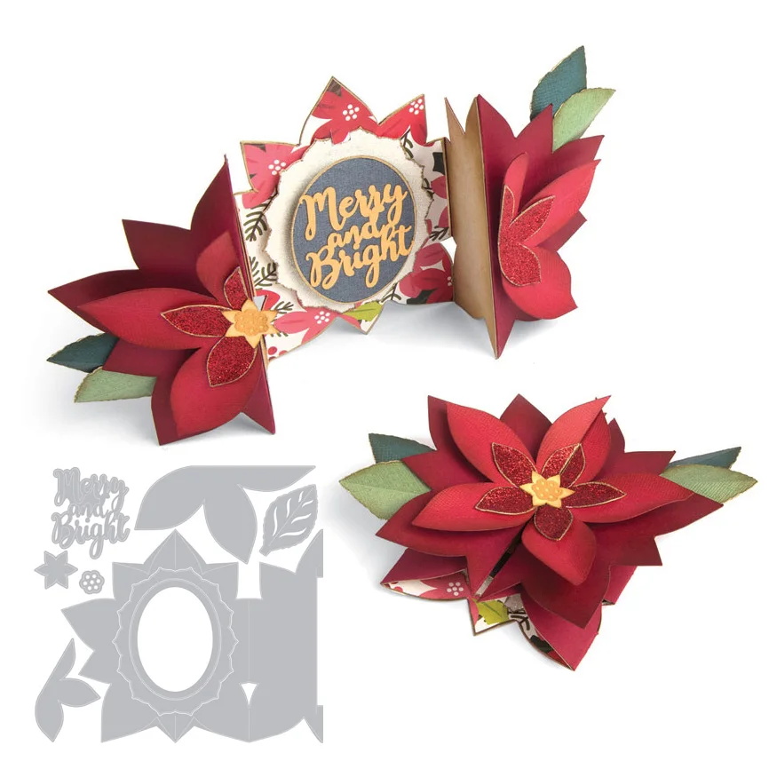 

HamyHo Making Photo Scrapbook Decor Supplies Layered Flower Fold Frame Metal Cutting Dies for DIY Greeting Card Embossing Die