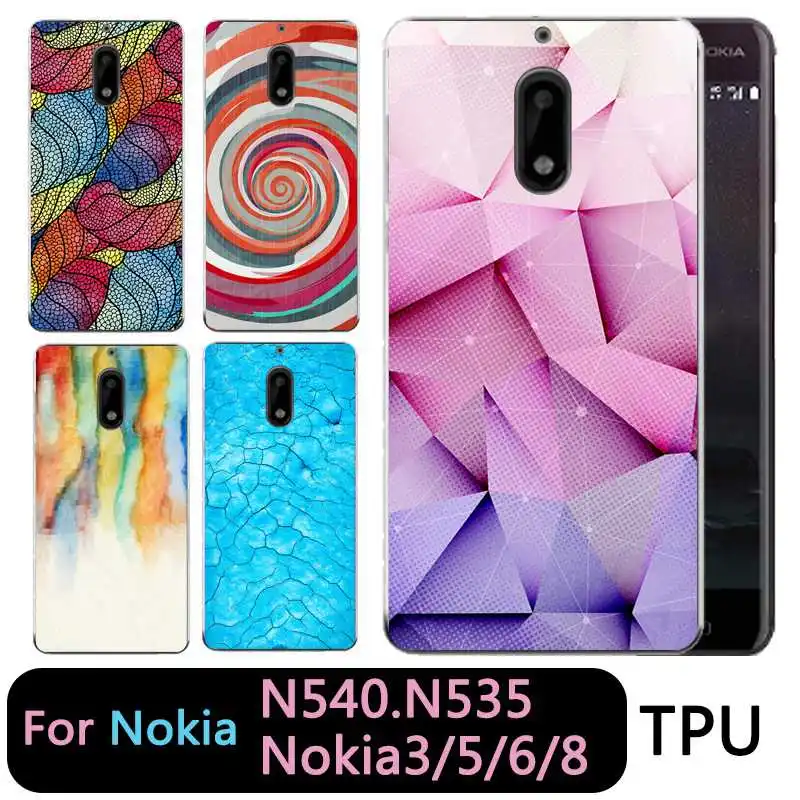 QMSWEI Soft TPU Phone Case For nokia3 nokia5 nokia6 nokia8 N540 N535 Clear Cirle Strip Painting Silicone Cover Free Shipping |