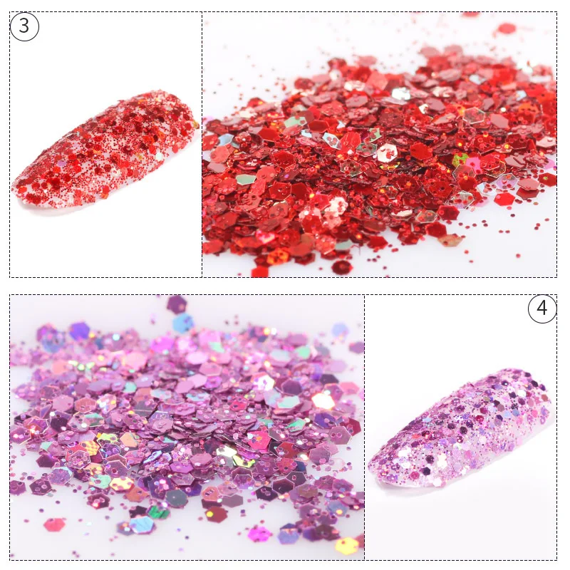 1pot Laser Mermaid Hexagon Sequins Ultra Thin Nail Art Glitters Shiny Holo Flakes 3d Manicure UV Gel Polish Tips Decorations New