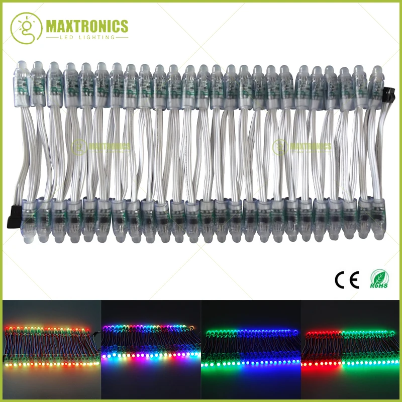 50 шт. DC5V/DC12V 12 мм WS2811 IC RGB светодиодный модуль шнура белый провод водонепроницаемый IP68 цифровой полноцветный светодиодный светильник