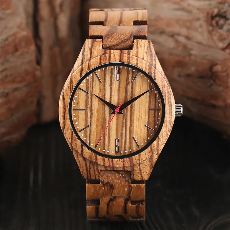 Простой узор натуральное дерево часы Для мужчин Повседневное полный деревянный браслет Для женщин Креативные часы бамбуковые часы