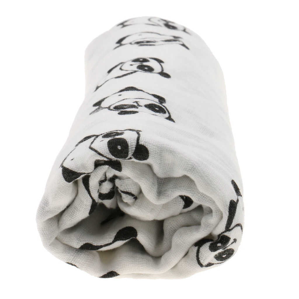 1Pc Soft Muslin Cotton Blanket Newborn Infant Baby Blanket Swaddle Bathing Bath Towel Panda 110x110cm