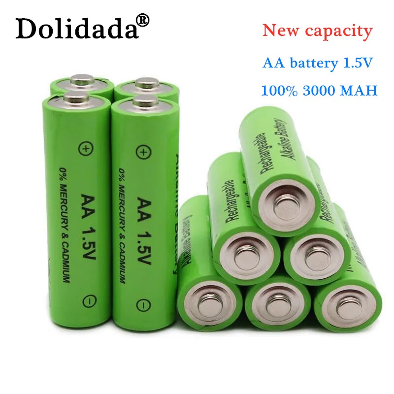 

8 PCS /lote New Tag 3000 MAH rechargeable battery AA 1.5 V. Rechargeable New Alcalinas drummey for toy light emitting diode