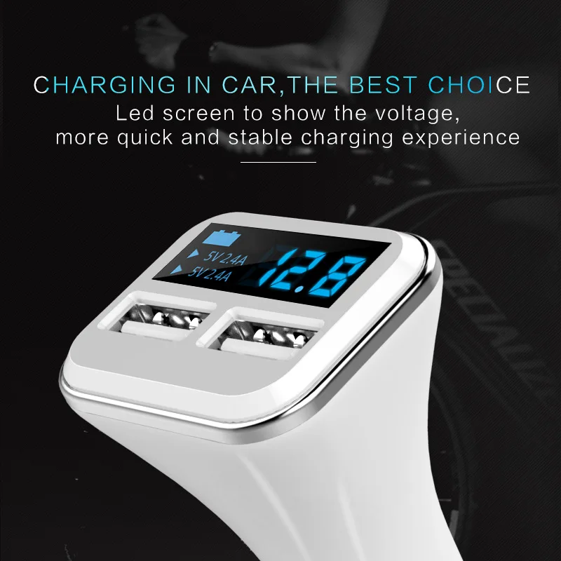 

Dual USB Car Charger 2 Port 4.8A LED Display Battery Voltage Monitor For Iphone 5 5S 6 6S 7 Ipad Samsung Huawei Mi Adapter