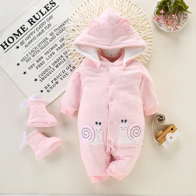 BibiCola; детские комбинезоны; зимняя теплая плотная Одежда для новорожденных; толстовки с героями мультфильмов для малышей; Модный комбинезон для малышей; хлопковые комбинезоны - Цвет: pink