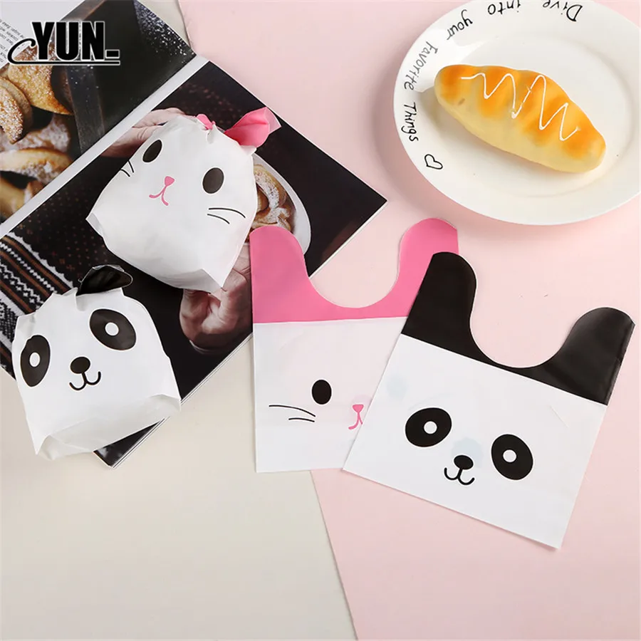 20pcslot Cute panda Ear Cookie Bags Gift Bags For Candy Biscuits Snack Baking Package Wedding Favors Supplies 7D (48)