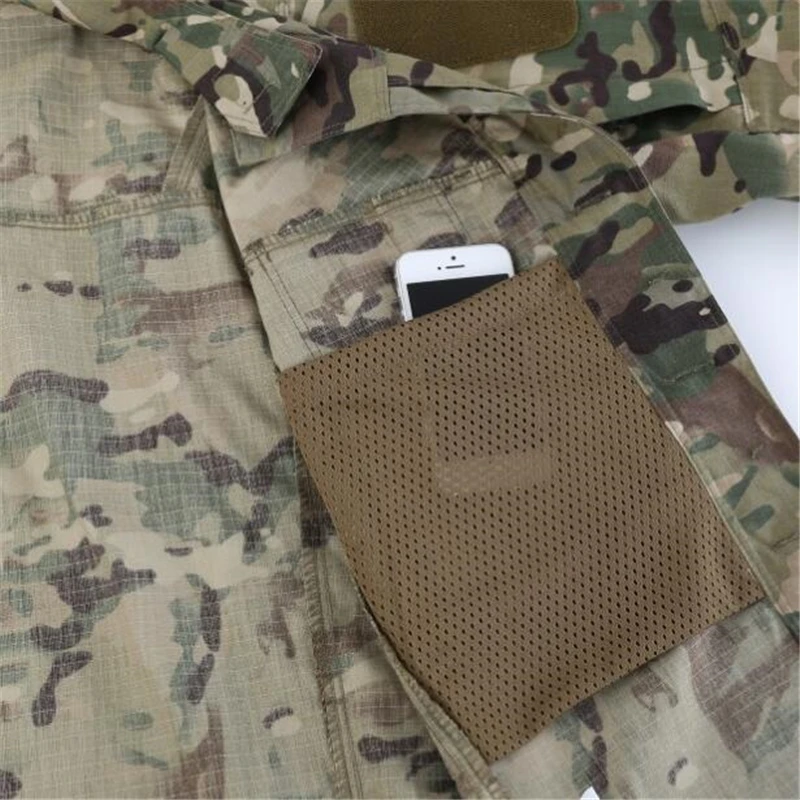 Полевая Боевая тренировочная тактическая рубашка Мужская Уличная походная клетчатая ткань износостойкая камуфляжная дышащая Военная Рубашка