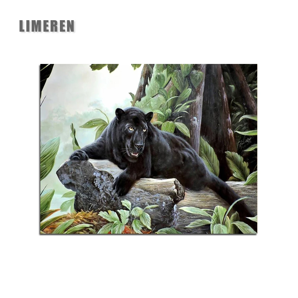 

DIY Oil Digital Painting Panther Animal Coloring By Number On Canvas Painting By Numbers For Modern Wall Art Picture