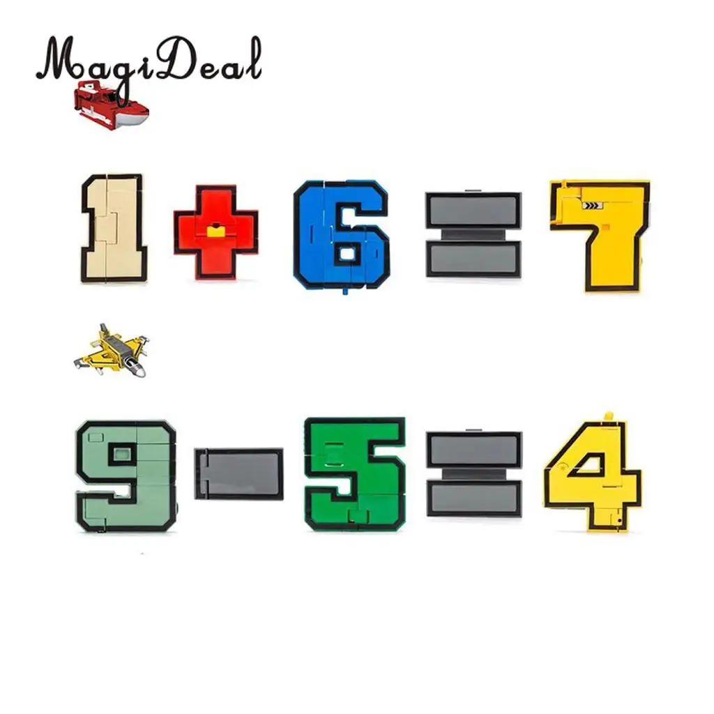 MagiDeal 1Set Numbers Armour Team Transform Robot Toy for Kid Role Play Display Toy Math Teaching Prop Boys Great Gift Present