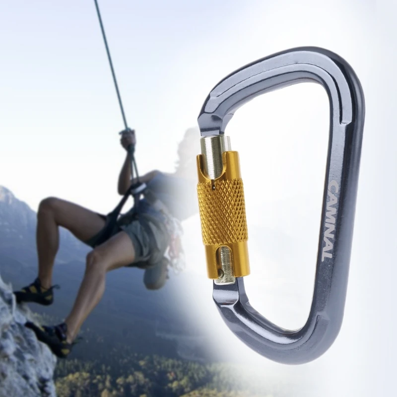 OOTDTY 28KN Professional Carabiner D Shape Auto Locking Buckle Rock Climbing Equipment in