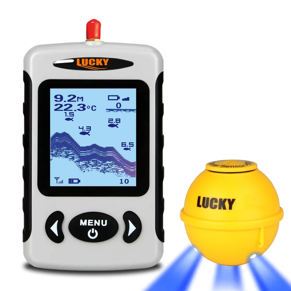 محظوظ FFW718LA اللاسلكية سونار صياد السمك المحمولة المهنية أسلم 45 M/135FT سونار العمق مسبار إنذار المحيط نهر بحيرة