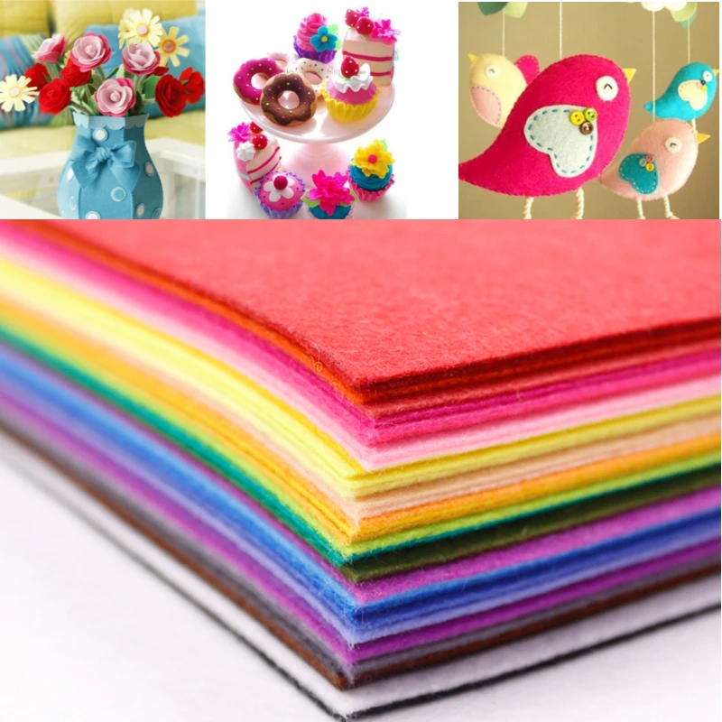 

40pcs Soft Felt Fabric Sheet Assorted Color Felt Pack DIY Craft Sewing Squares Nonwoven Patchwork For Sewing Dolls Crafts