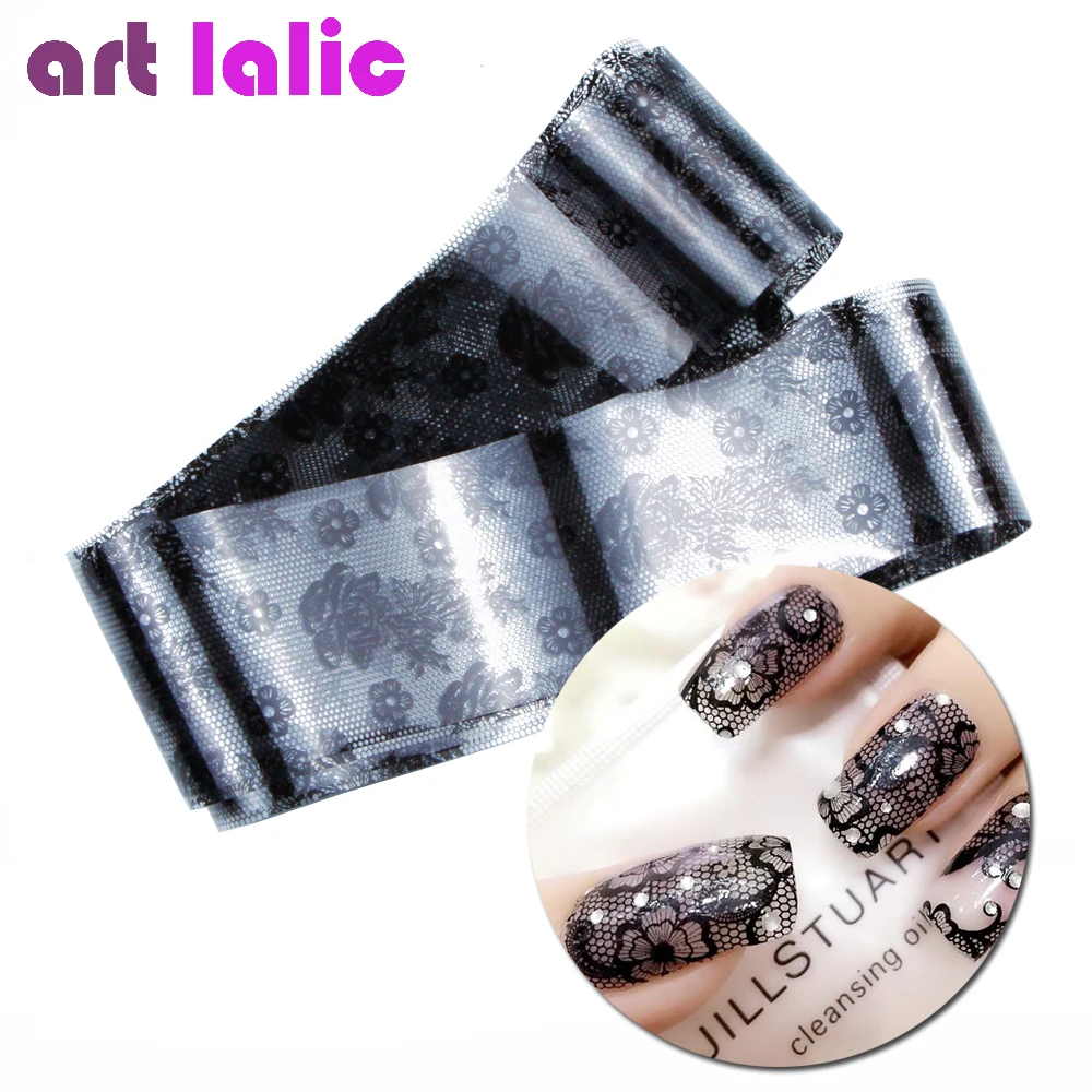1 шт 3D черные кружевные фольгированные наклейки для дизайна ногтей, Цветочные наклейки для ногтей, Переводные советы, инструмент для маникюра, популярные высококачественные
