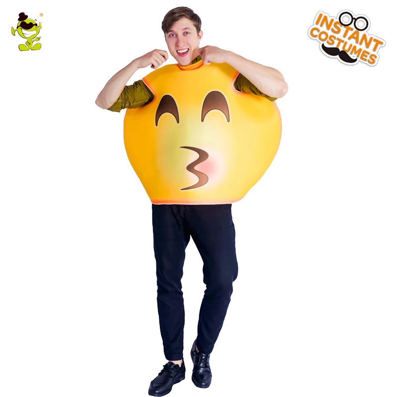 Adult Unisex Kiss Emoji Costume Emoticon Kiss Role Play Fancy Dress