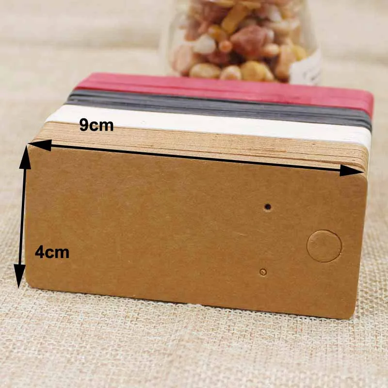 

100pcs 4*9cm retangular 4color available blank paper earring package card jewelry hang tag display card custom logo cost extra