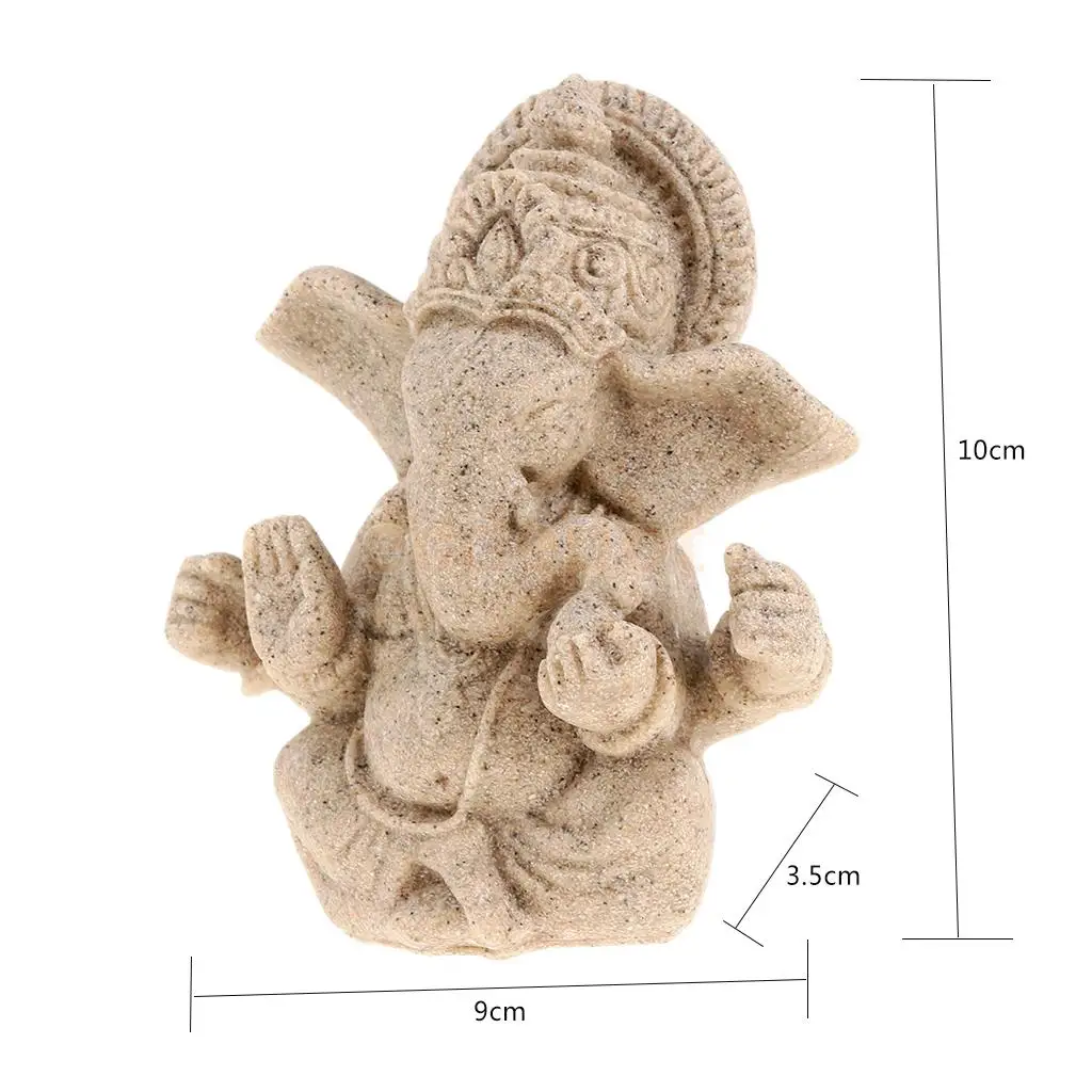 Hindu Sandstone Meditation Ganesha Elephant Sculpture Figurine for Good Blessing Xmas Gift for Friends & Family