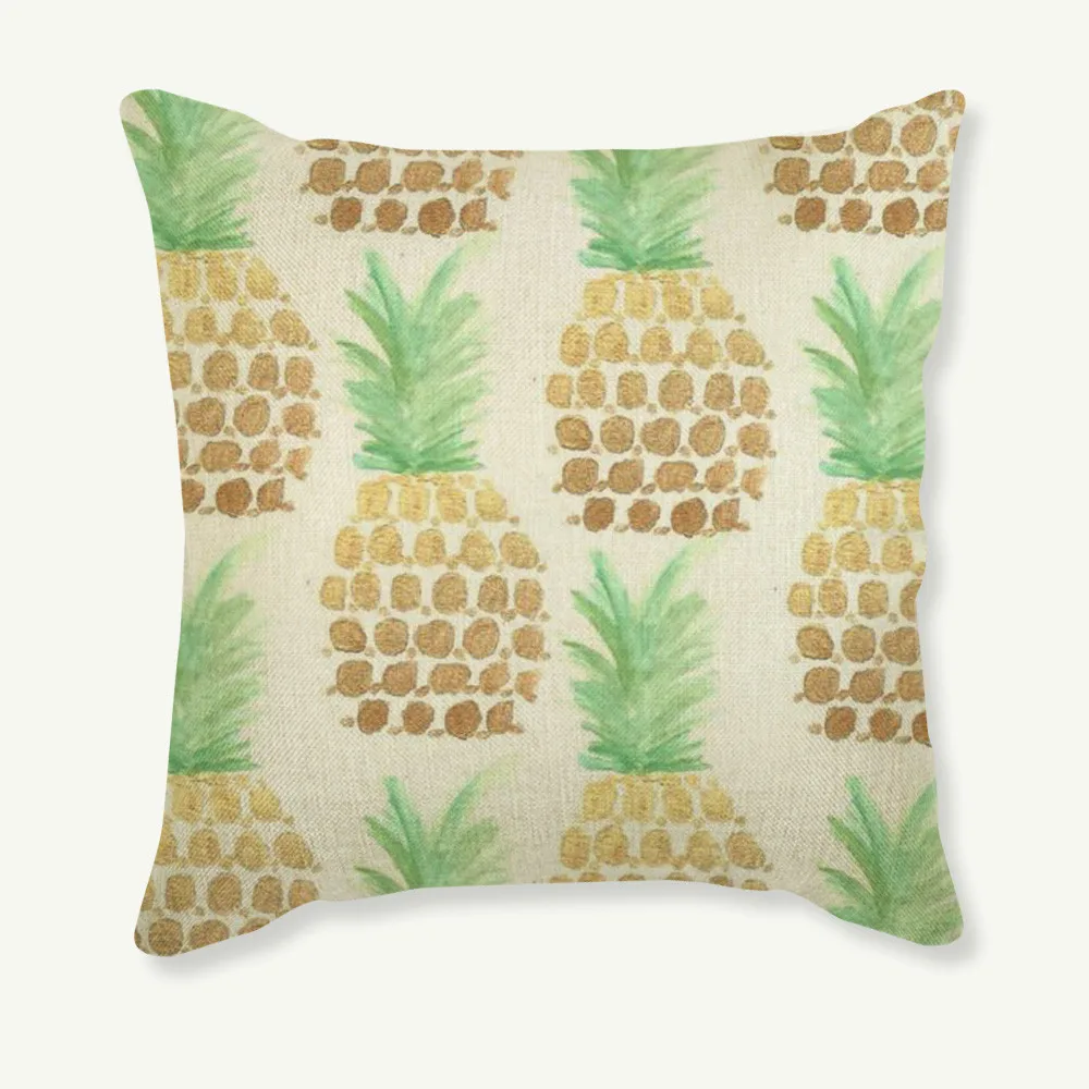 

45cm*45cm Pineapple Printed Decoration Cushion Cover Pillow Case for Sofa Linen Pillowcase Linen Square Bed Seat Home Decor