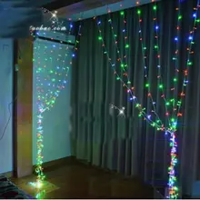 300 светодиодов, Сказочная гирлянда, сосулька, светодиодный светильник для занавесок, 300 лампочек, Рождество, свадьба, сад, вечерние, Декор, 220 В, 3 м* 3 м, 12 нитей, многоцветный