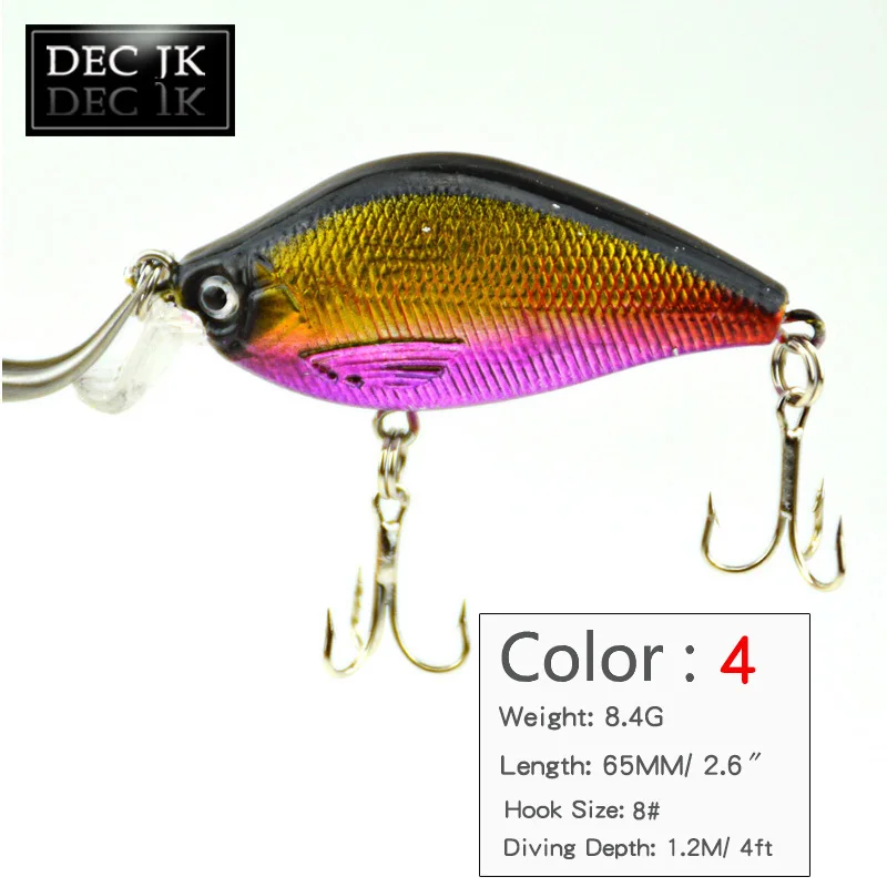 1PCS Fishing Lures 6.5CM-8.4G-8# Hooks Crankbait Wobbler Crankbaits Pesca Artificial Hard Bait Peche Pike 3D Eyes Fish Swimbait  (6)