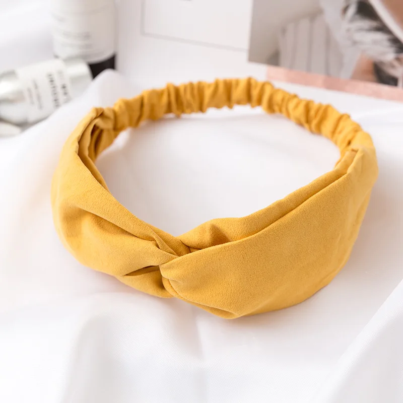 

Women Spring Autumn Suede Headband Vintage Cross Knot Elastic Hair Bands Soft Solid Girls Hairband Hair Accessories