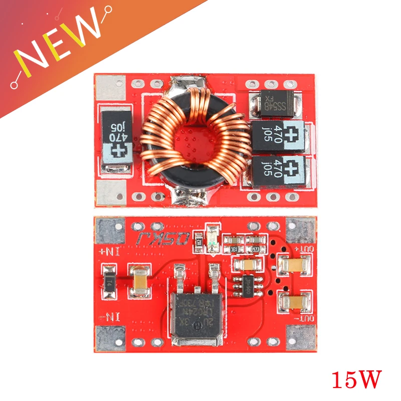 

5Pcs DC-DC Boost Converter 3V 3.7V 4.2V Step Up 5V 3A 15W Lithium battery Mobile Power Supply Charger Module Board LED Indicator