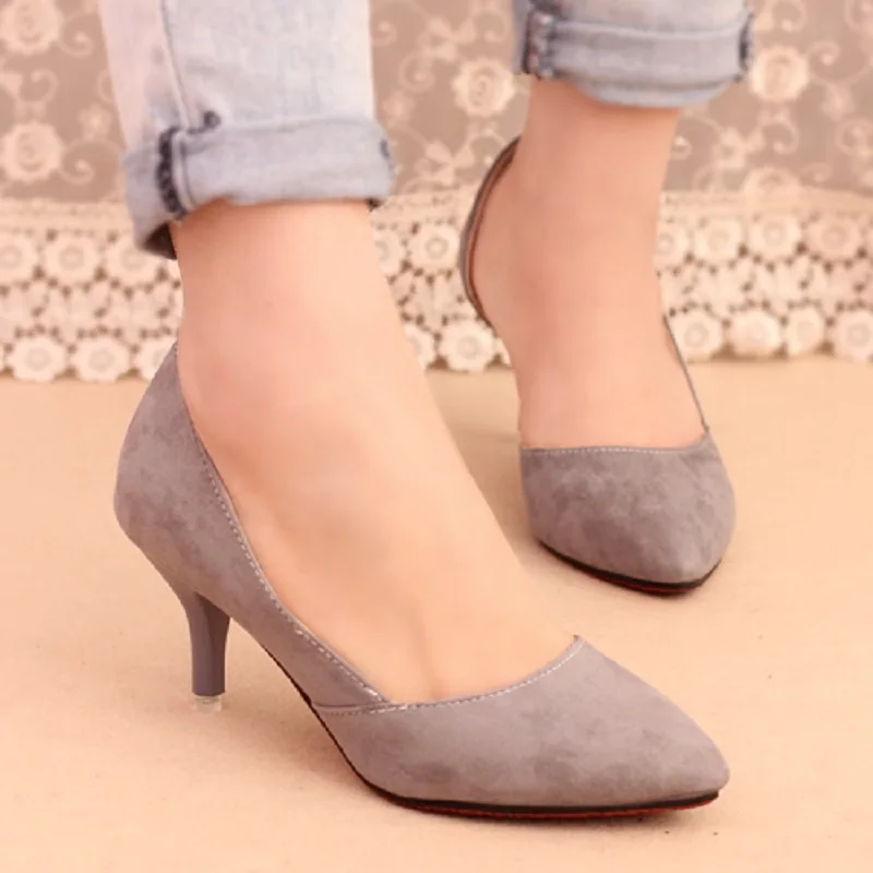 Spring new arrival women heel shoes velvet thin heels pointed toe single shoes shallow mouth sexy