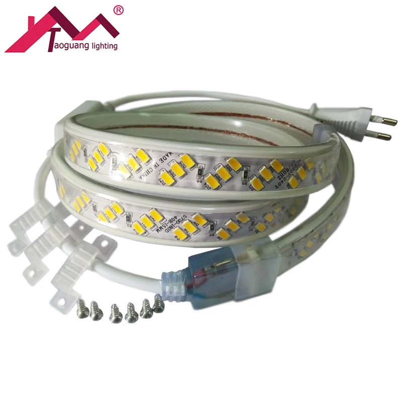 

Taoguang lighting 5730 LED Strip Waterproof 180 leds/m Tira de LED Light Strip 220v SMD 5630 With Power plug luces Led 1m 5m 10m