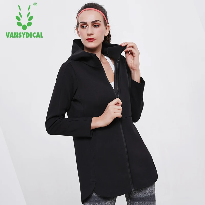 

Winter Sports Running Yoga Jackets Women's Zipper Hooded Long Style Fitness Workout Windproof Sportswear Tops