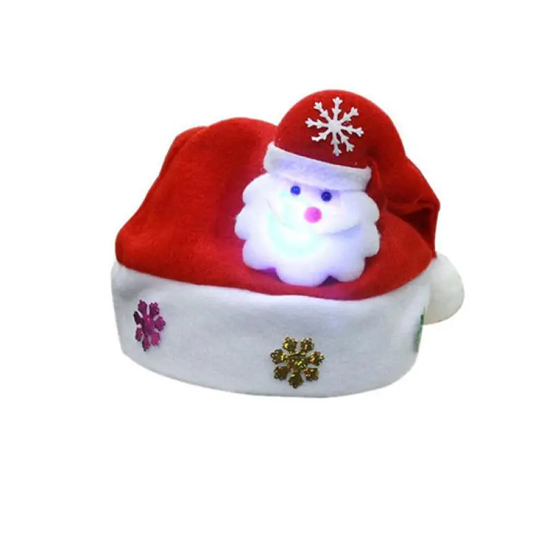 Kids LED Christmas Hat Santa Claus Reindeer Snowman Xmas Gifts Cap Reusable Non-woven Fabrics slight color difference C30726 | Дом и сад