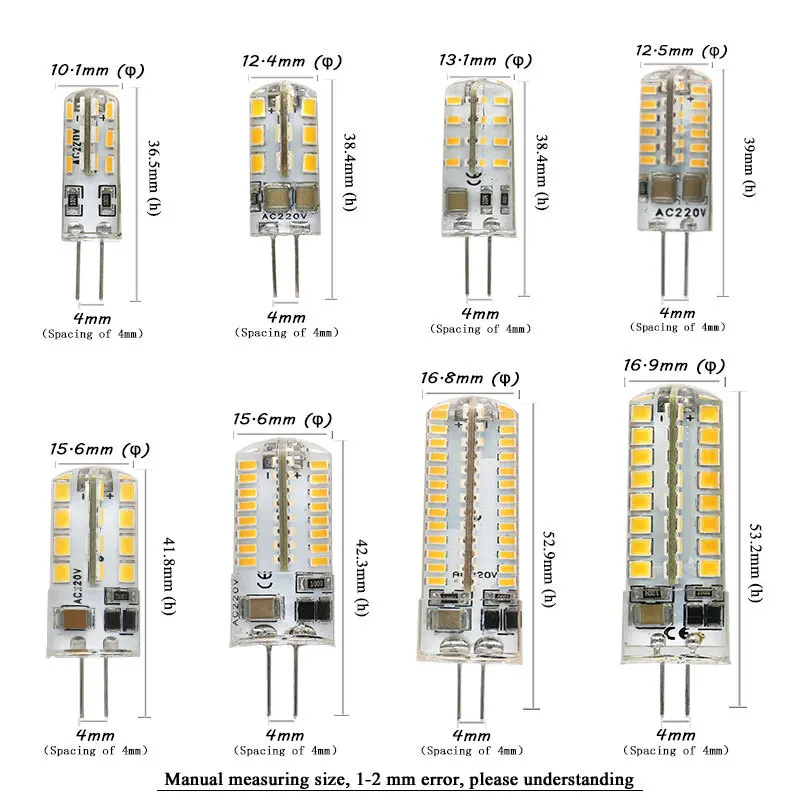 YOTOOS, светодиодный светильник G4, светодиодная лампа-кукуруза, переменный ток, 220 В, 240 в, высокомощная лампа, силикагель, лампы для замены люстры, Кристальный галогенный светильник