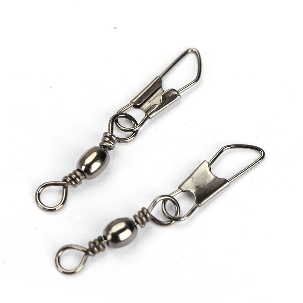 

Newly 100pcs Fishing Barrel Swivel Pin Connector Solid Rings with Interlock Snap