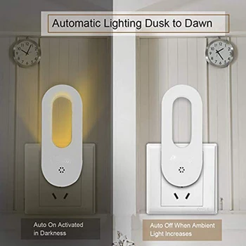 

LED plug night light warm white wall lamp dusk to dawn light sensor elderly baby child kid room stairs corridor EU AU US UK