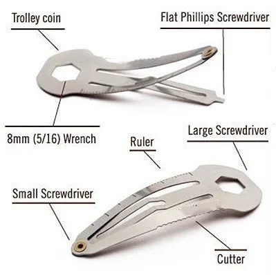 

Free shipping Anti-wolf 8 most functional hairpin multi-purpose tool stainless steel spring steel outdoor first aid tool