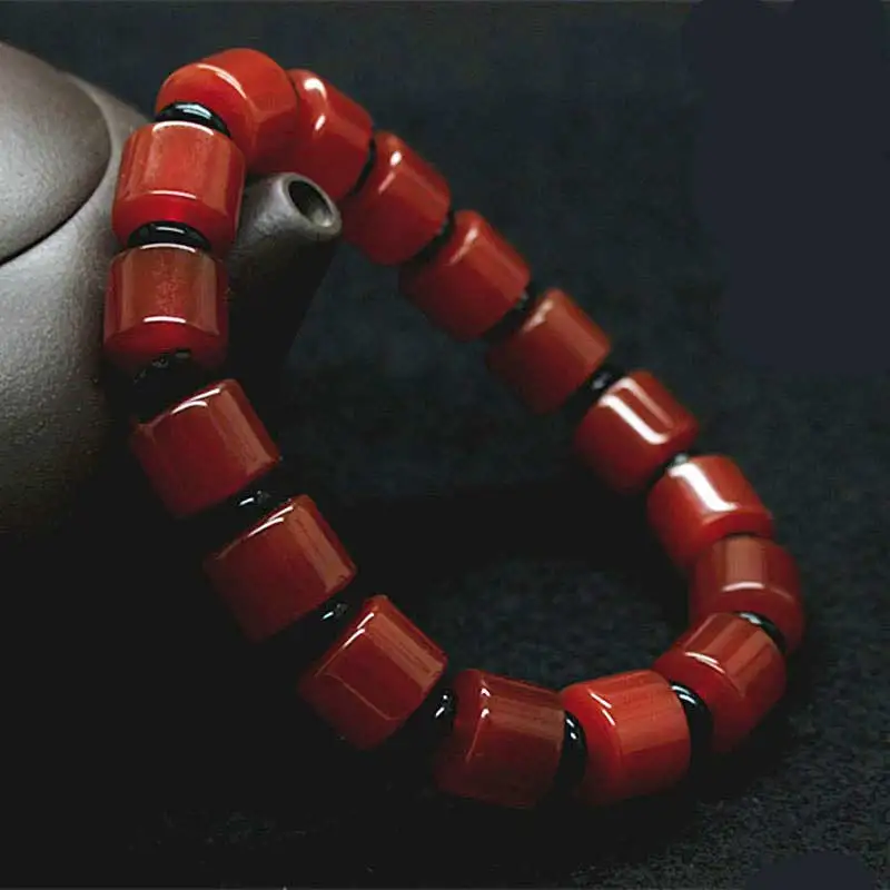 

KYSZDL Natural red stone bracelet chalcedony jewelry Lucky transport of men and women couple ma nao bracelet gift