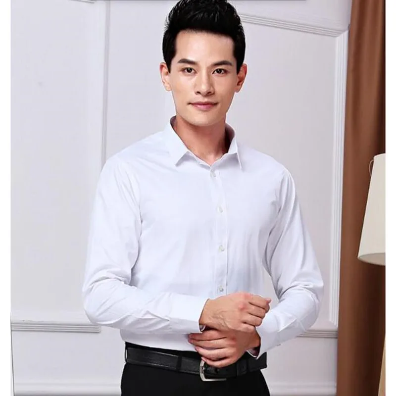 High quality men's shirts pure color formal PROM dress shirt classic
