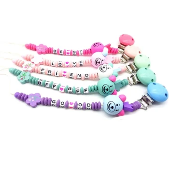 

Baby Pacifier Clip Chain Infant Cute Cartoon Letters Teether Pacifier Holder Baby Nipple Feeding Toys