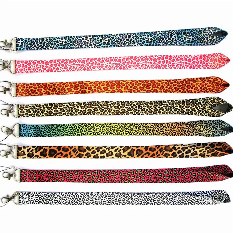 Один PC Browm/розовый/черный/белый леопардовый ремешок для ключей Cheetah ID значки держатели животное телефон шеи ремни с брелоком