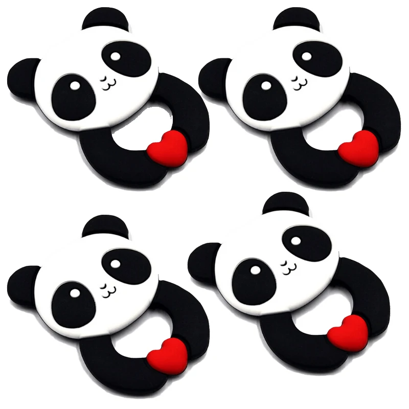 

Baby Teether Ring Panda Animal Shape Silicone Teethers Teething Pendant Necklace DIY Baby Chew Toy Infant Gift BPA Free