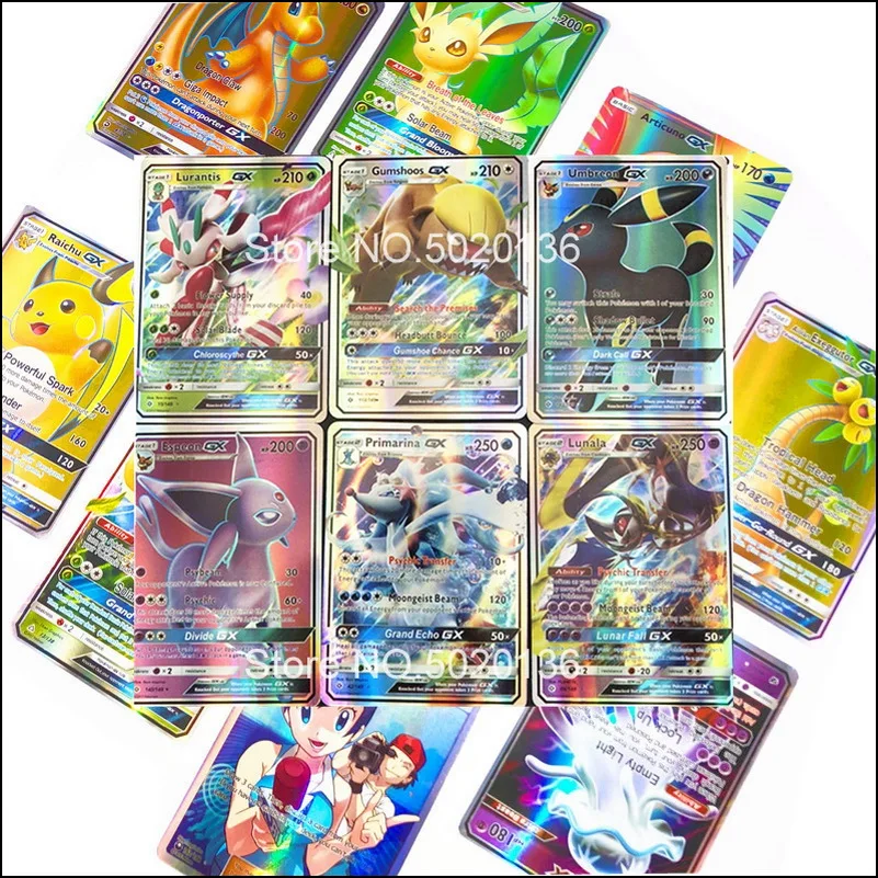 80EX + 20Mega 100Pcs Pokemon Cartes XY Series EX Cartes Mega Cartes