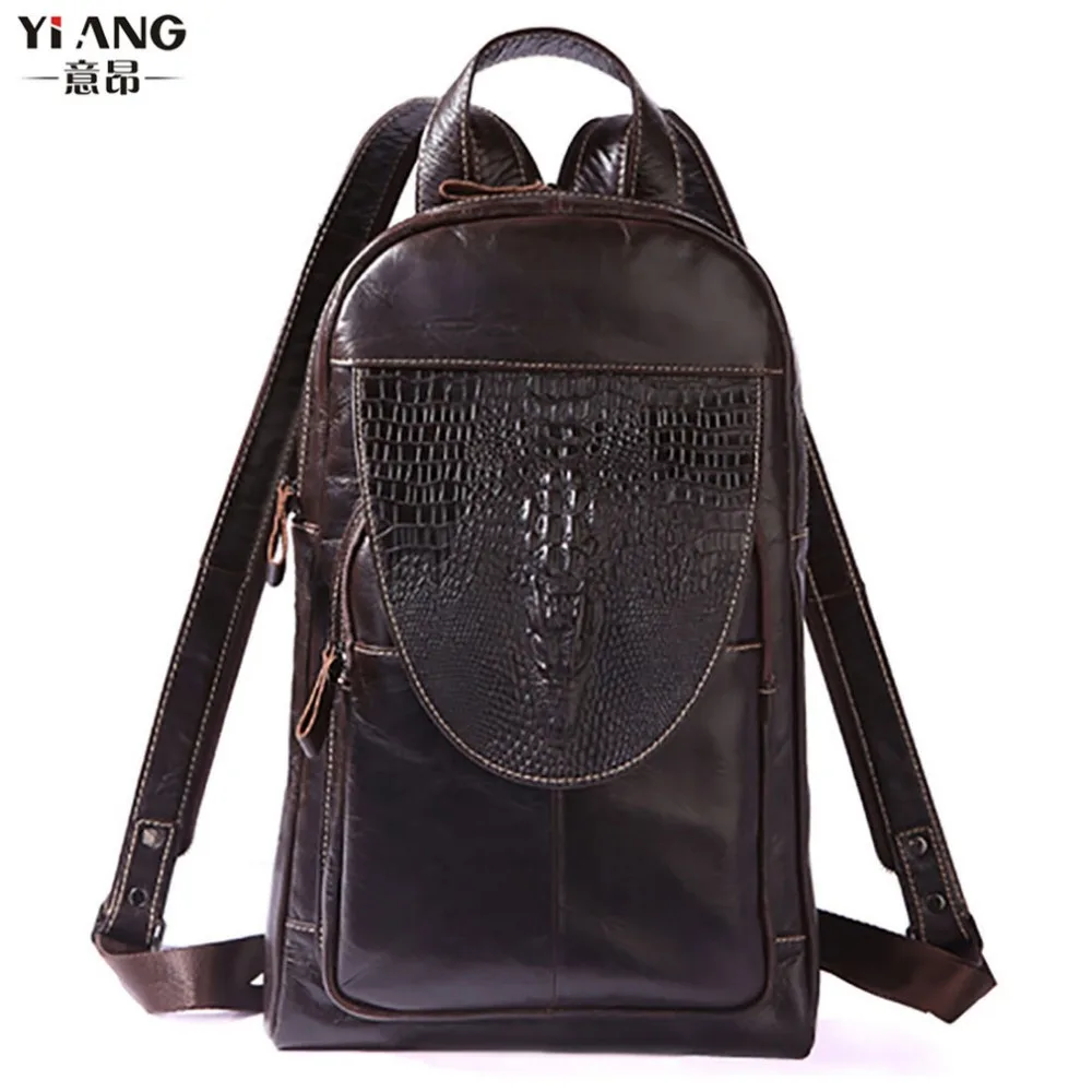 2018 New Top Quality Genuine Leather Men Sling Chest Back Day Pack Travel Riding Casual Cross ...