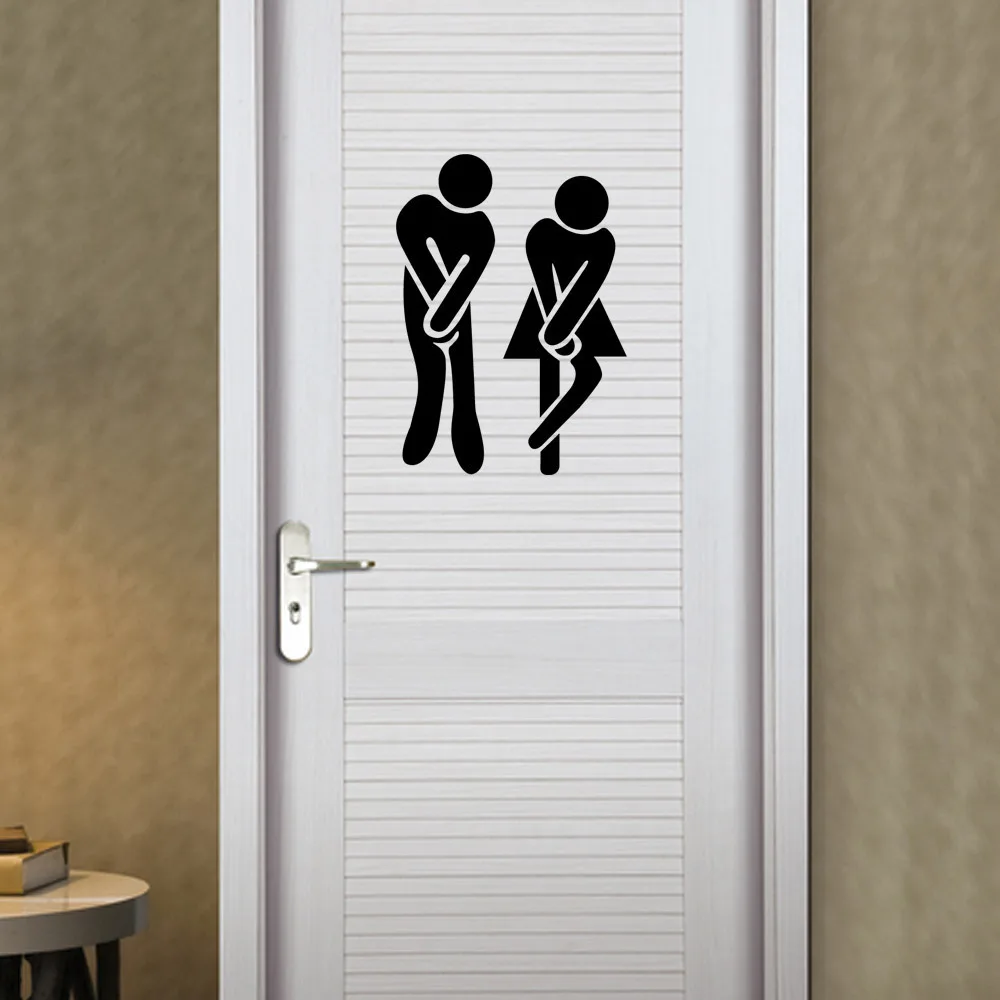 Practical Black Male Female Toilet Door Sign Sticker Door Stickers Wall Stickers AliExpress