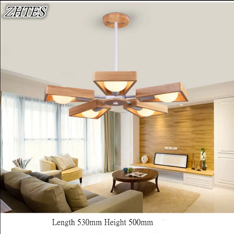 

Simple Nordic Solid Wood Chandelier Dining Room Living Room Study Bedroom Original Wood Art Creative Lamps