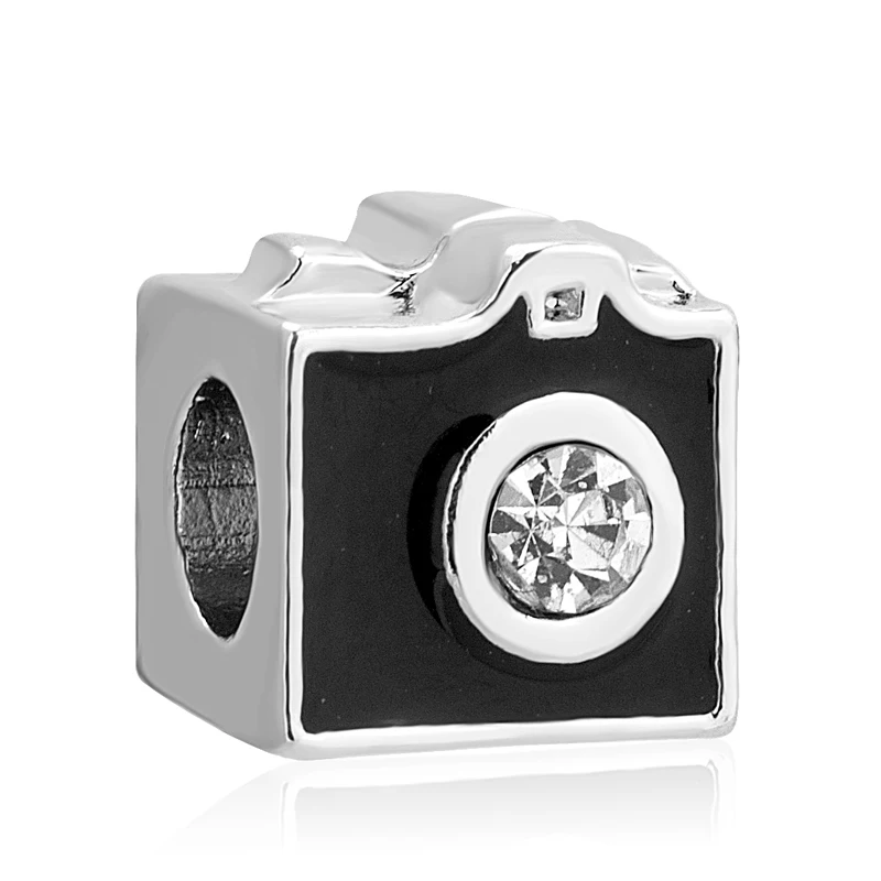 

free shipping 1pc plated black camera big hole Bead charm Fits European Pandora Charm Bracelets & Necklaces A100
