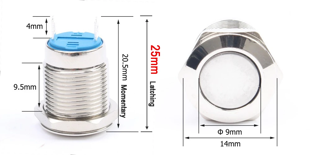 12 мм металлическая кнопка, водонепроницаемый никелированный латунный кнопочный переключатель с фиксацией/самоблокирующимся/фиксированным высоким/плоской головкой ВКЛ-ВЫКЛ