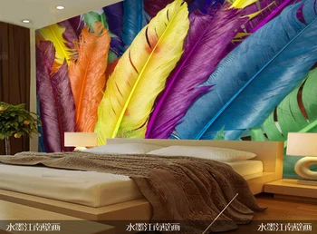 

Large wall painting paper 3d for sofa background wall fashion oil painting feathers for craft Mural wallpaper 3d