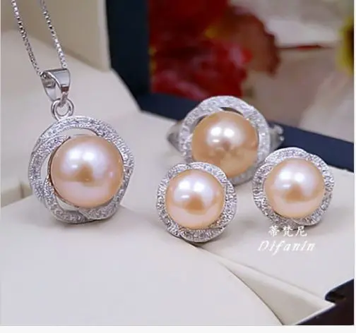 

charming set of 10-11mm south sea pearl pendant& earring &ring