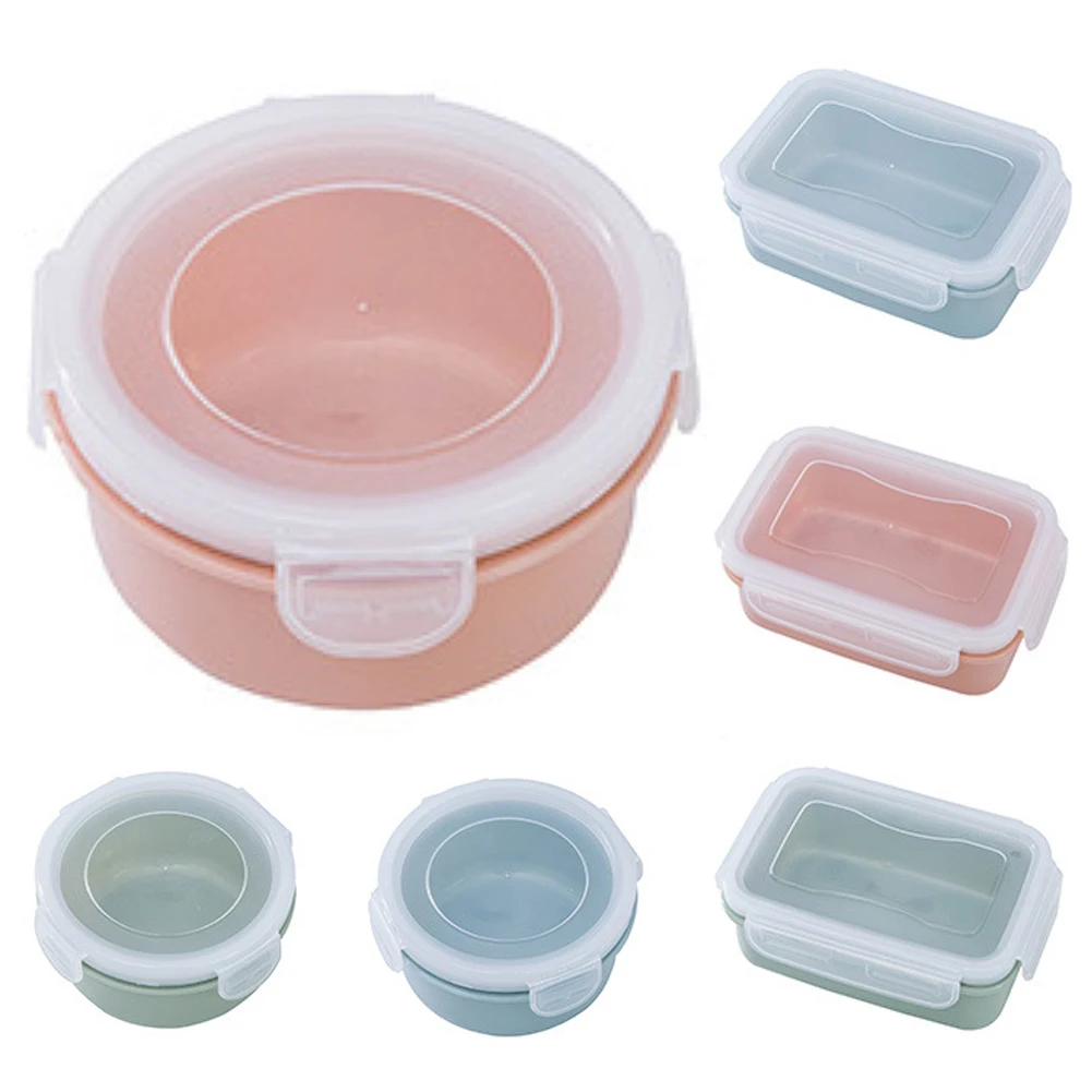 

Mini Bento Round Square Container Storage Bowl Plastic Eco-friendly Food Portable Crisper