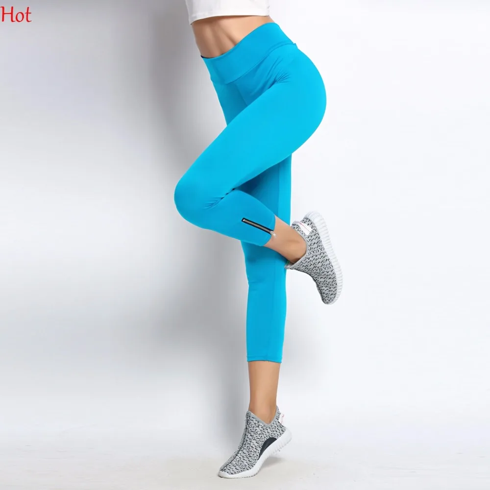 

Cropped Fitted Leggings Women Wild Fitness Zip Trendy Capri Ladies Skinny Pants Mid Calf Pant High Waist Slim Leggings SV001979