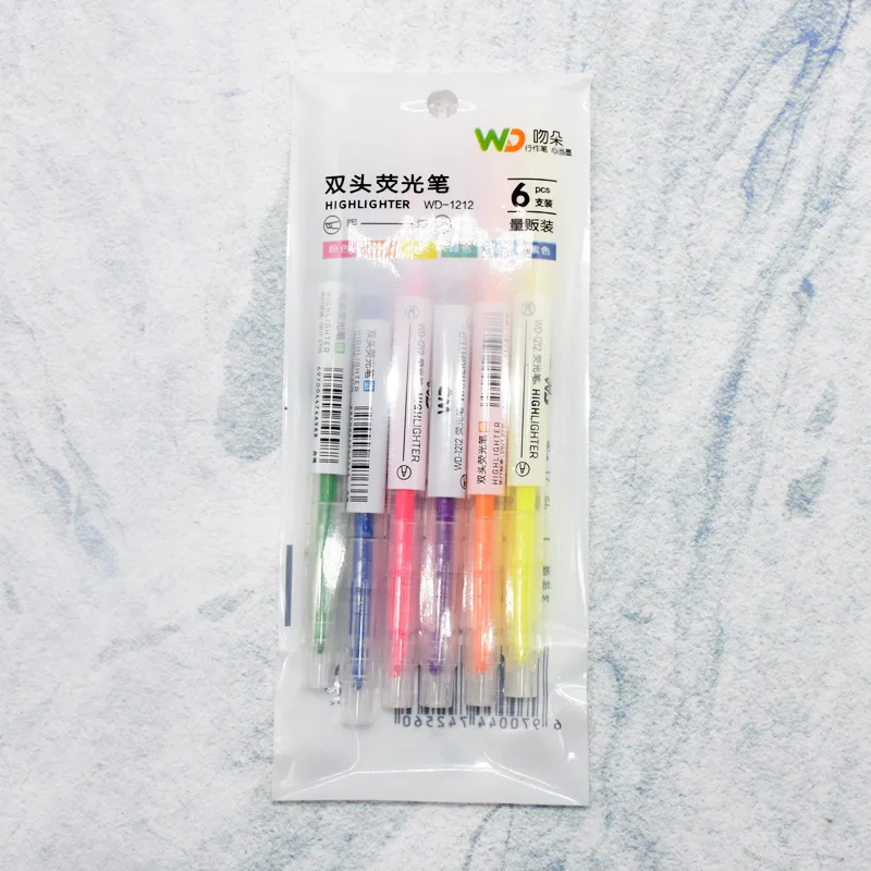 

6 sticks / bag novelty double-head highlighter high-quality pastel liquid marker marker for school office