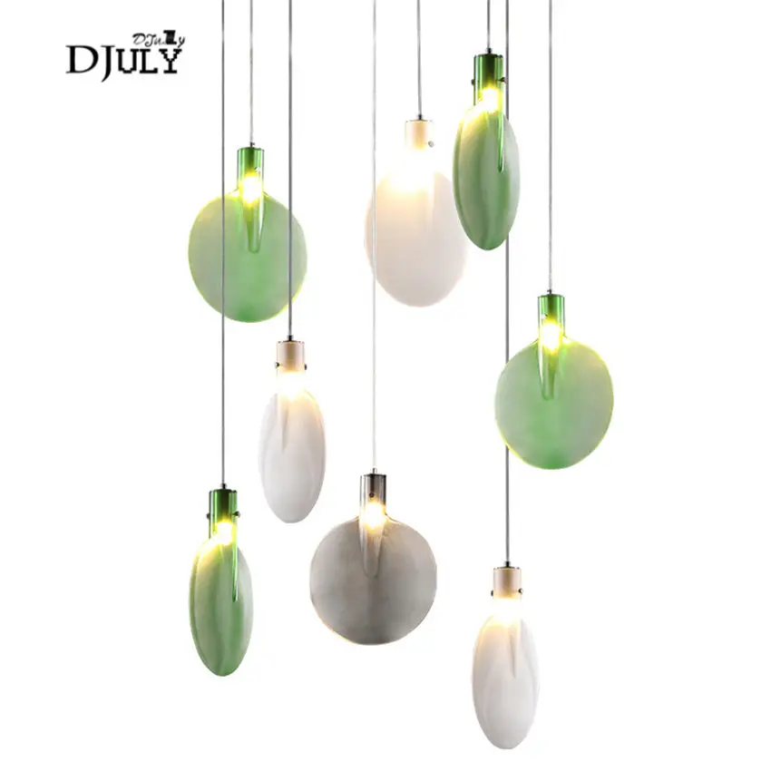 

nordic colorful racket led pendant lights for staircase dining room kitchen modern bar suspension luminaire villa hanging lamp